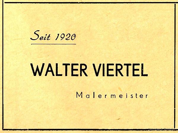 Werbeanzeige Viertel-Maler, also Malermeister Walter Viertel von 1955