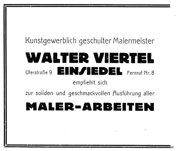 Annonce Malermeister Viertel 1926