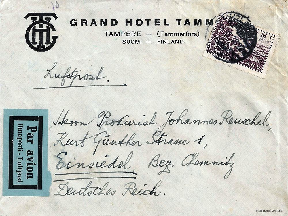 Brief aus Tampere nach Einsiedel - Bilder vom tage