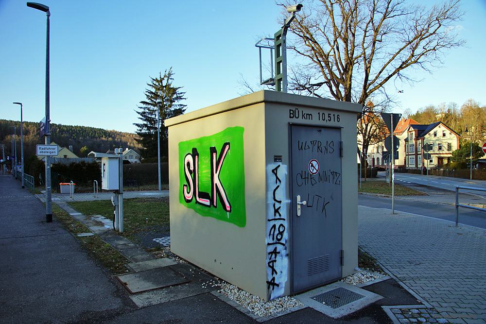 BÜ-Schalthaus in Einsiedel an der Hauptstraße