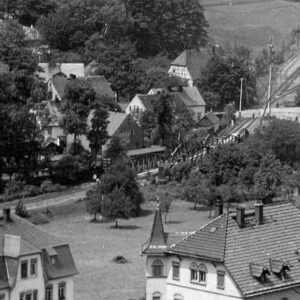 Eisenbahn-Bogenbrücke km 10,594 CA in Einsiedel um 1910.