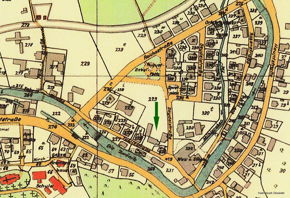 Kartenausschnitt Einsiedel, Seydelstraße, um 1928
