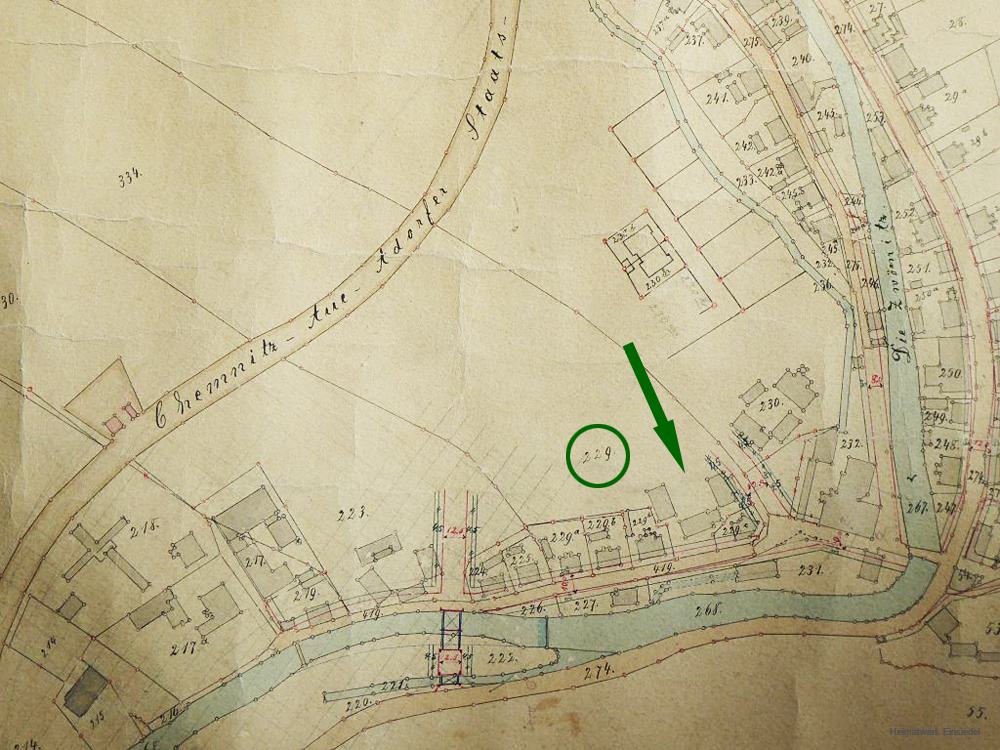 Fabrikstraße Einsiedel, Kartenausschnitt um 1910