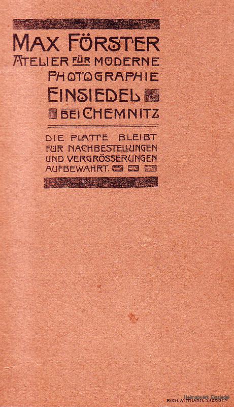 Max Förster, Fotoatelier in Einsiedel