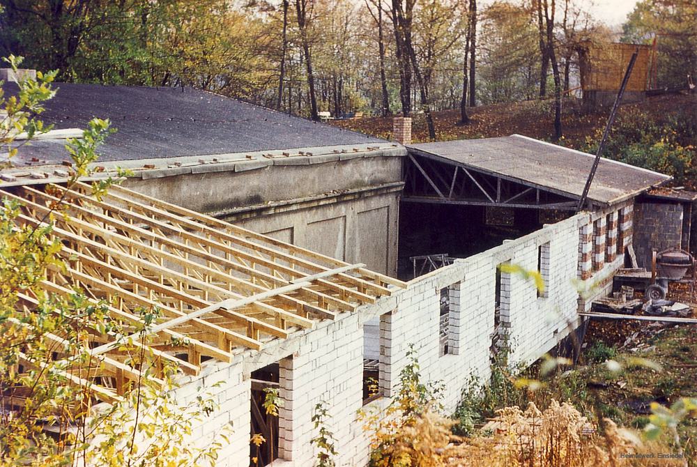 Rohbau der Kegelbahn Einsiedel um 1975