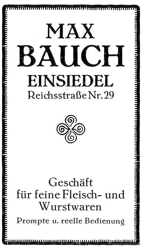 Max Bauch, Fleischermeister, Einsiedel, Reichsstraße 29, 1926