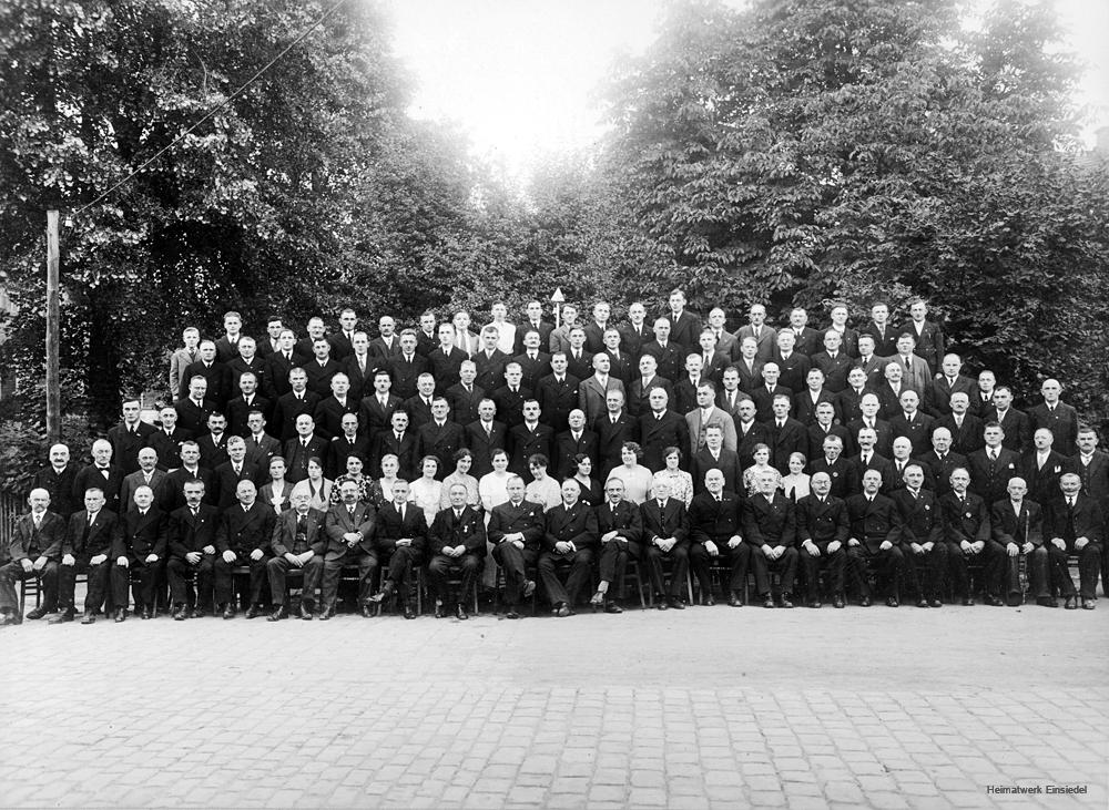 Belegschaftsfoto des Einsiedler Brauhauses 1935