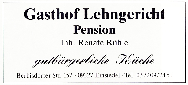 Werbeanzeige Lehngericht Berbisdorf 1994