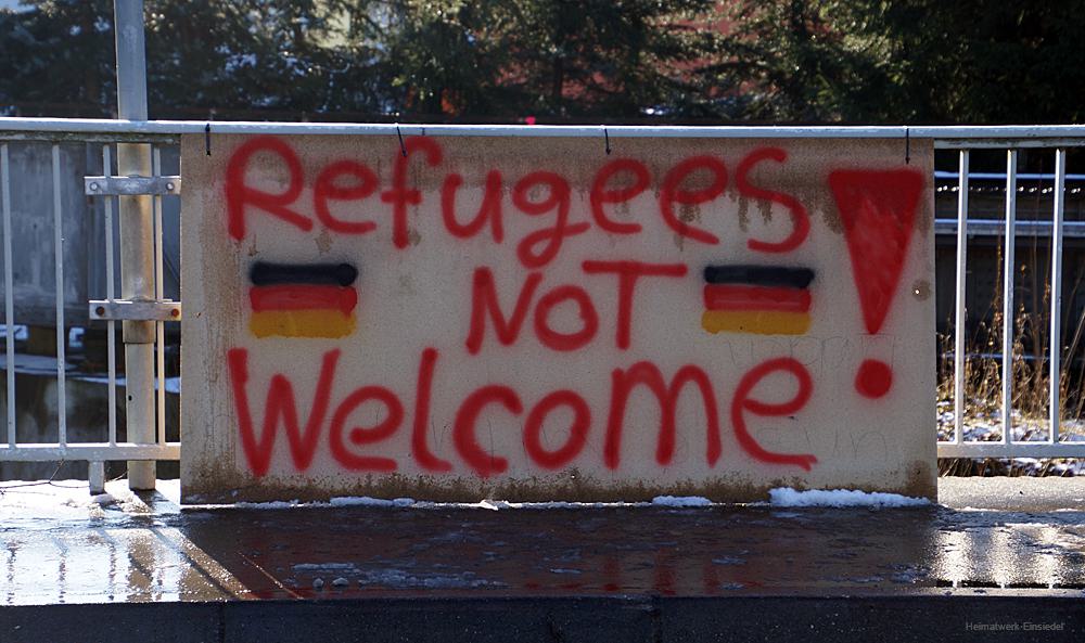 Banner an der Oberförsterbrücke Einsiedel im Januar 2016