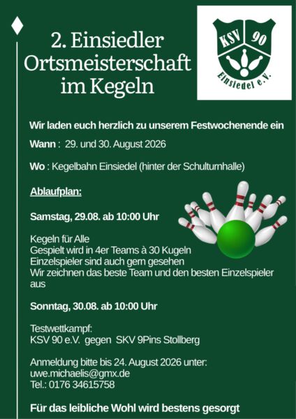 2. Einsiedler Ortsmeisterschaft im Kegeln